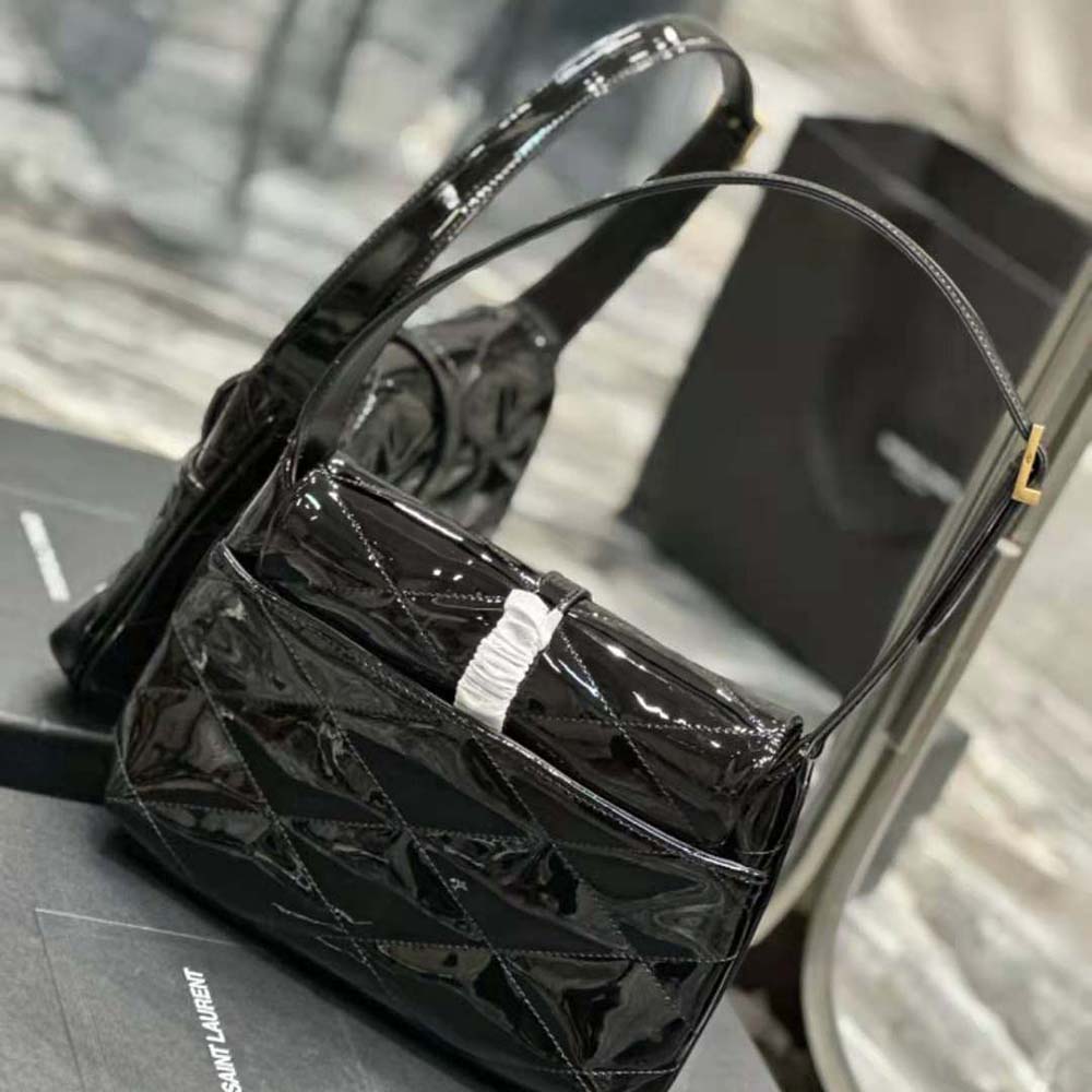 Side angle showing silhouette and magnetic closure detail on Saint Laurent YSL Women Le 57 Hobo Bag