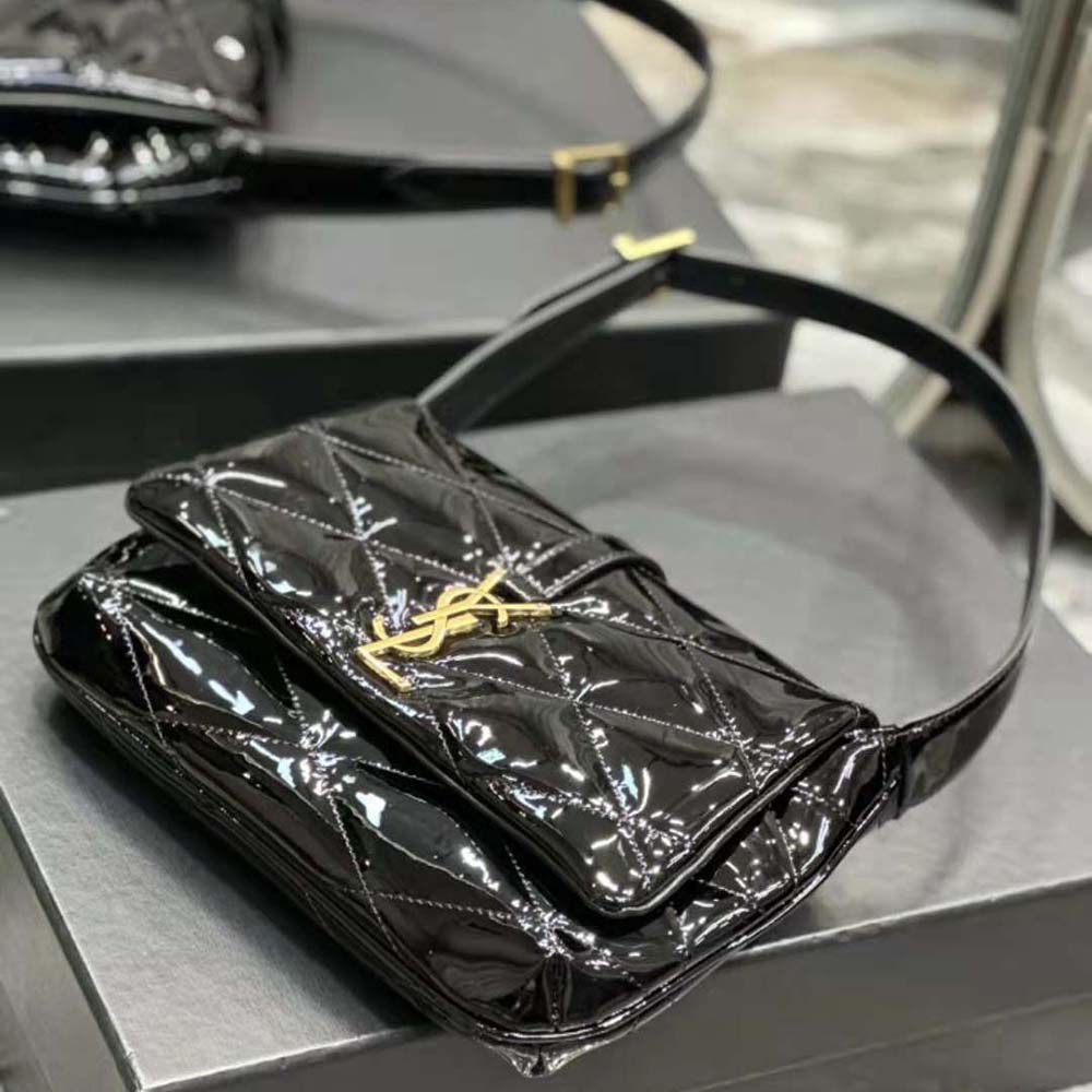 Saint Laurent YSL Women Le 57 Hobo Bag in Quilted Patent-Black - image 6