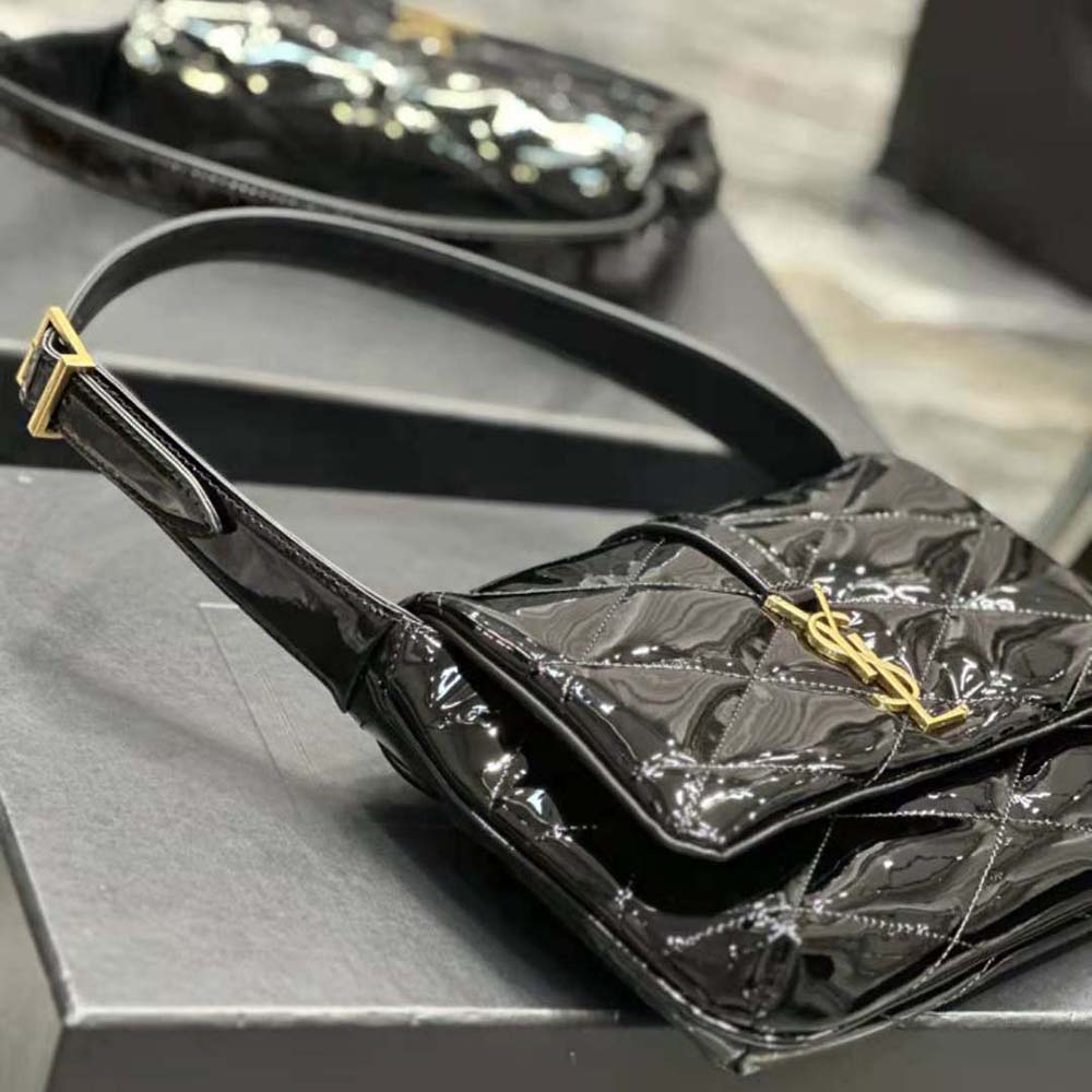 Saint Laurent YSL Women Le 57 Hobo Bag in Quilted Patent-Black - image 7