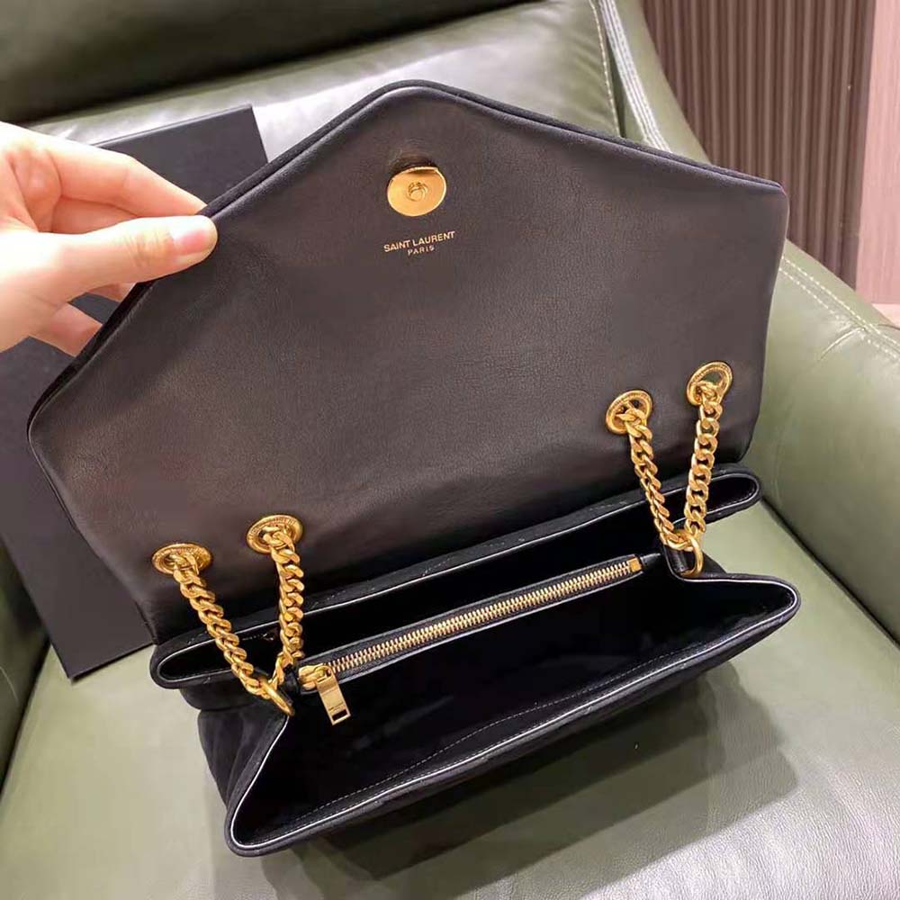 Saint Laurent YSL Women Loulou Medium Chain Bag in “Y”-Quilted Suede-Black - image 7