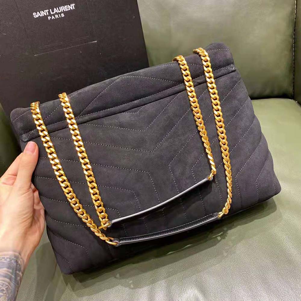 Side angle showing compact silhouette of Saint Laurent YSL Women Loulou Bag