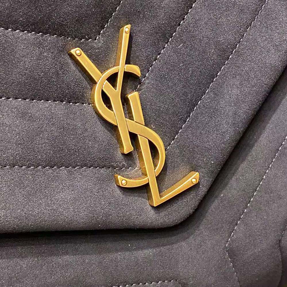Saint Laurent YSL Women Loulou Medium Chain Bag in “Y”-Quilted Suede-Black - image 8