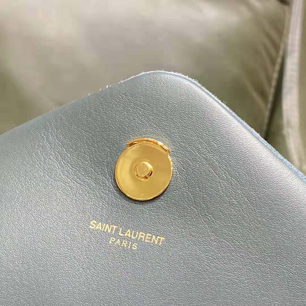 Saint Laurent YSL Women Loulou Medium Chain Bag in “Y”-Quilted Suede-Silver - image 10