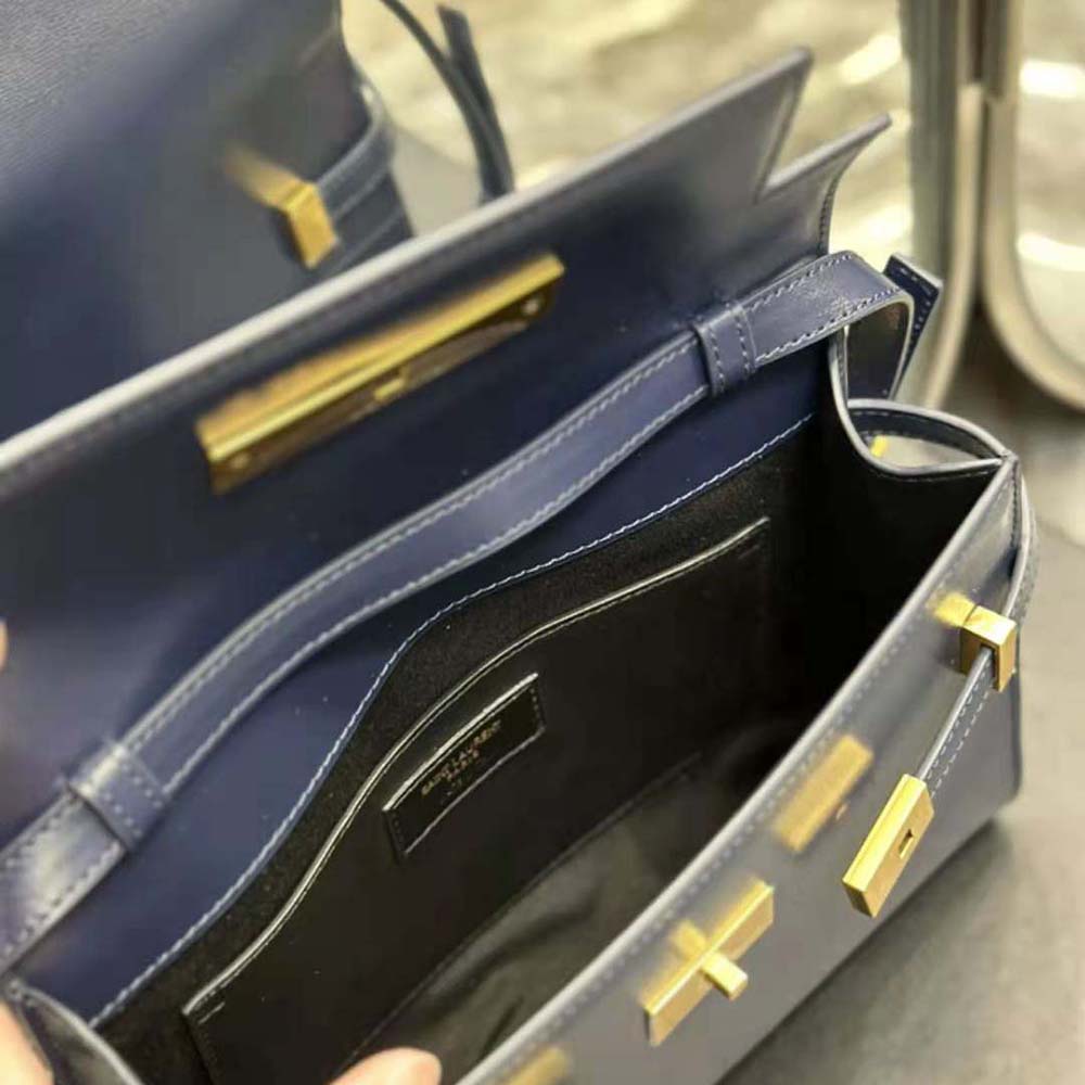 Saint Laurent YSL Women Manhattan Small Shoulder Bag in Box Saint Laurent Leather-Navy - image 10