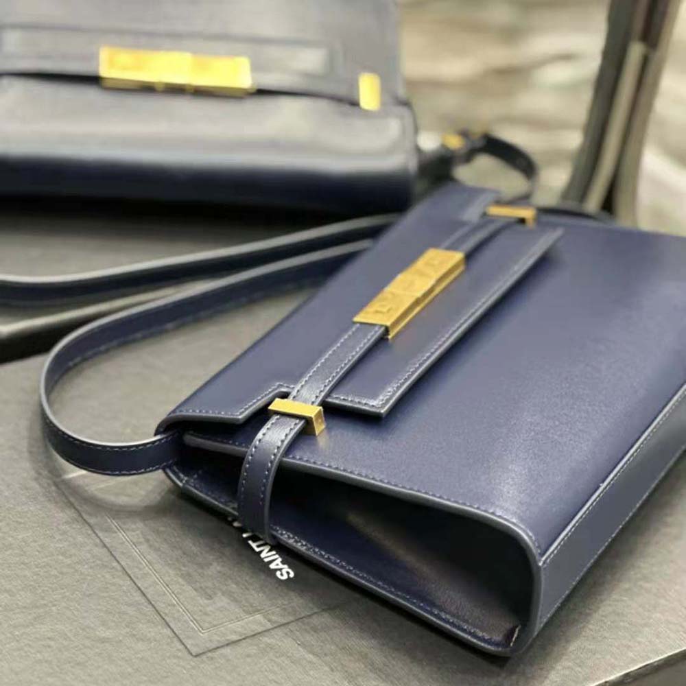 Saint Laurent YSL Women Manhattan Small Shoulder Bag in Box Saint Laurent Leather-Navy - image 7