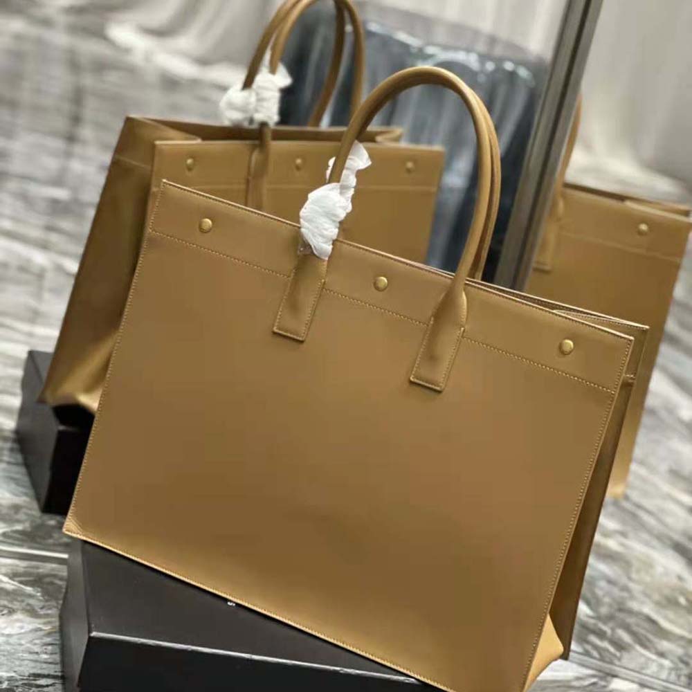 Saint Laurent YSL Women Rive Gauche Large Tote Bag in Vegetable-Tanned Leather - image 4