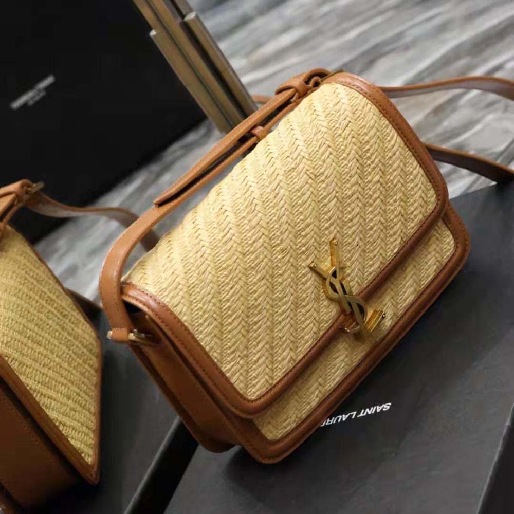 Saint Laurent YSL Women Solferino Medium Satchel in Raffia and Vegetable-Tanned Leather - image 5