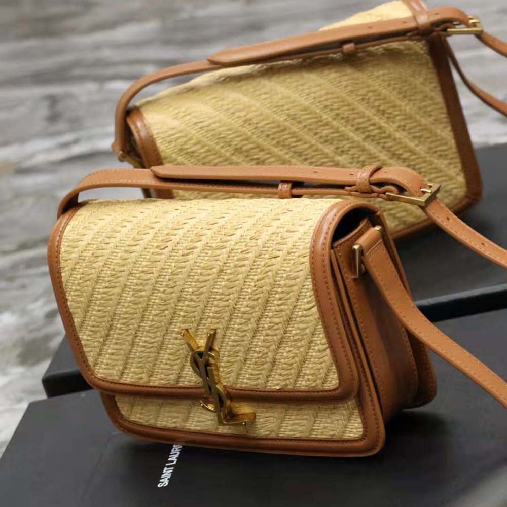 Saint Laurent YSL Women Solferino Medium Satchel in Raffia and Vegetable-Tanned Leather - image 4