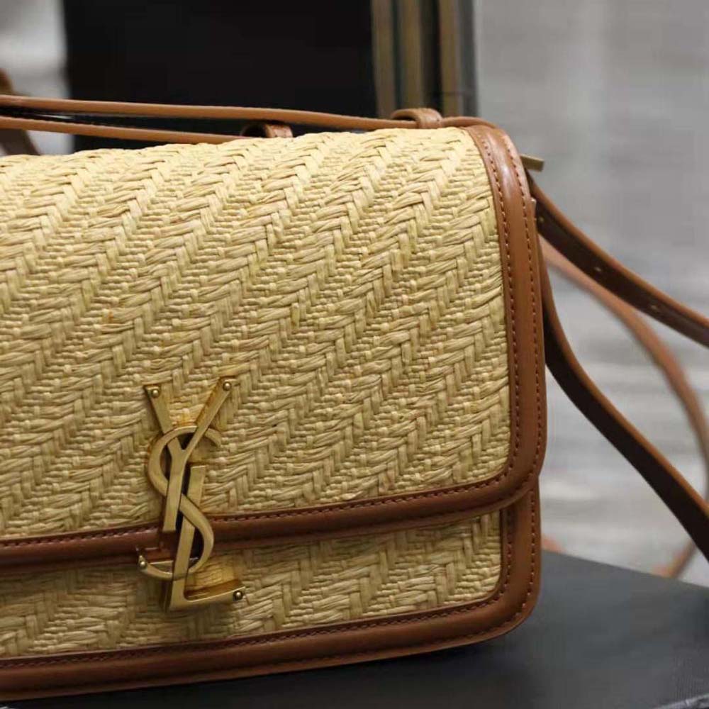 Saint Laurent YSL Women Solferino Medium Satchel in Raffia and Vegetable-Tanned Leather - image 10