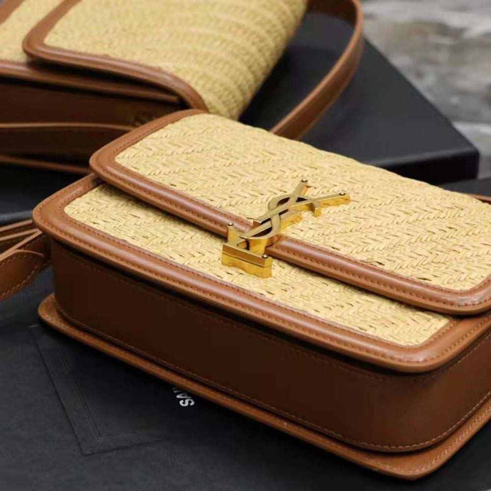 Saint Laurent YSL Women Solferino Medium Satchel in Raffia and Vegetable-Tanned Leather - image 6