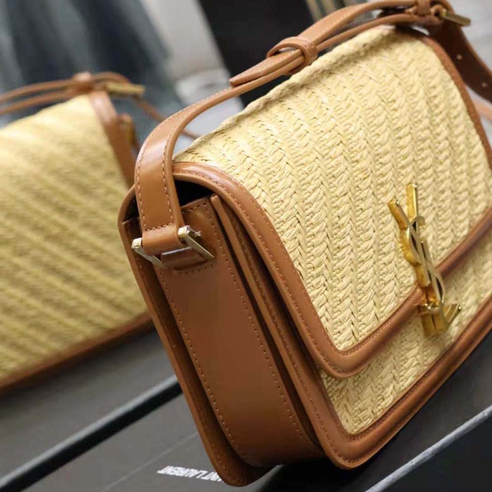 Saint Laurent YSL Women Solferino Medium Satchel in Raffia and Vegetable-Tanned Leather - image 7