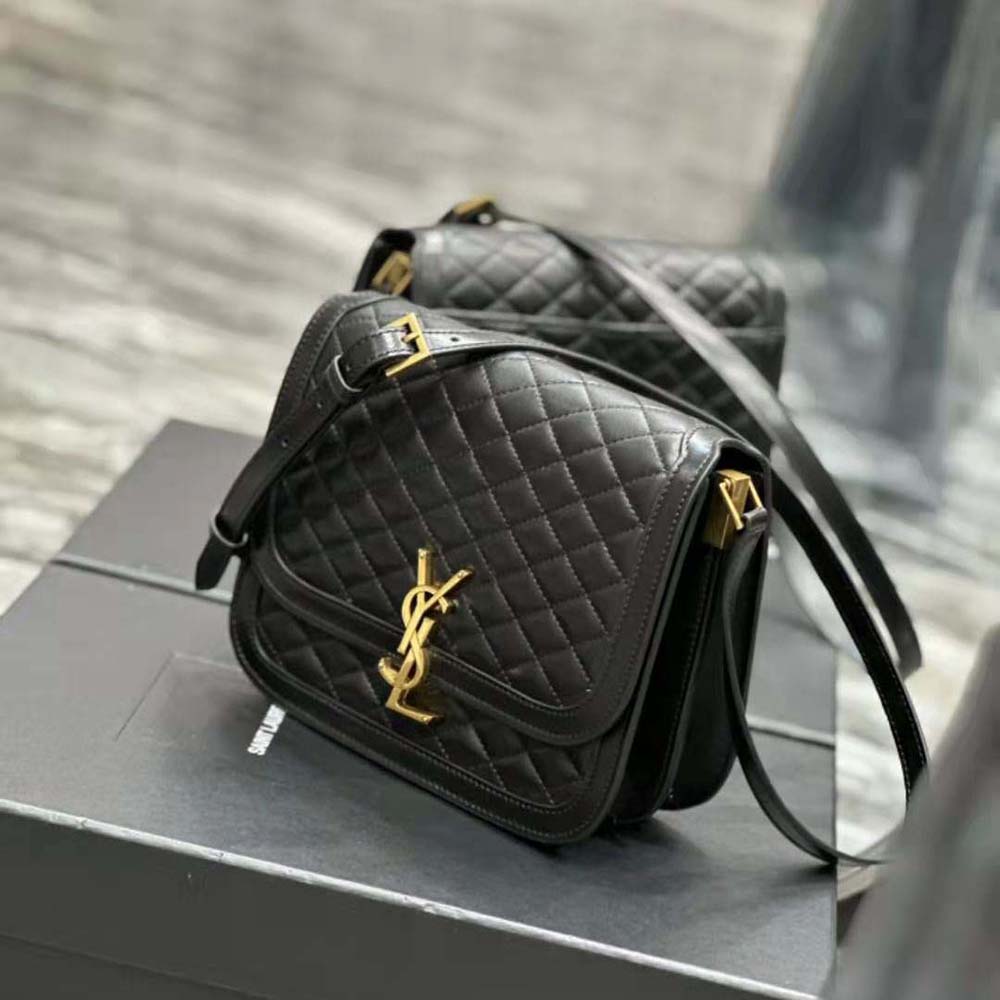 Saint Laurent YSL Women Solferino Medium Supple Satchel in Quilted Lambskin-Black - image 5