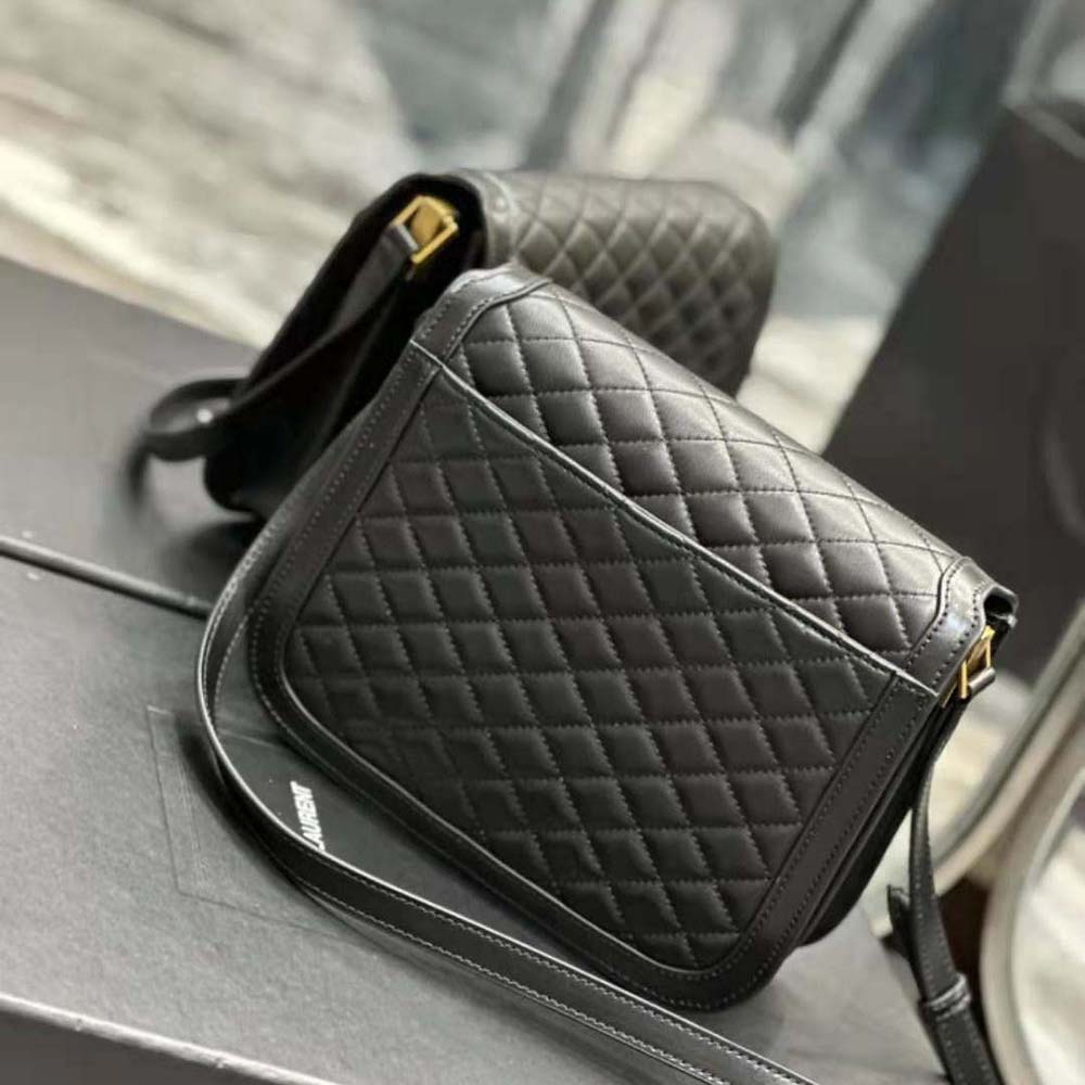 Saint Laurent YSL Women Solferino Medium Supple Satchel in Quilted Lambskin-Black - image 4