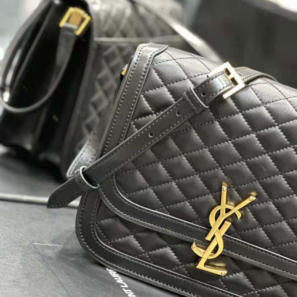 Saint Laurent YSL Women Solferino Medium Supple Satchel in Quilted Lambskin-Black - image 6