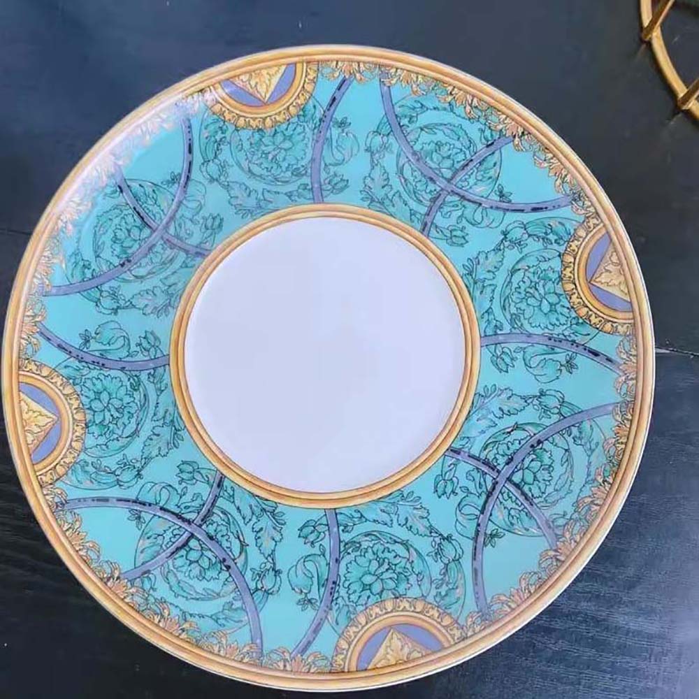Versace Scala Del Palazzo Coffee Set Includes a Coffee Cup with Handle and a Matching Saucer-Blue - image 7