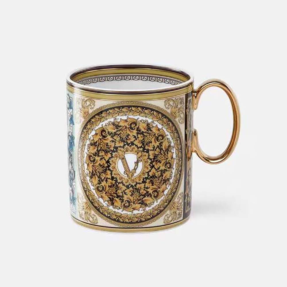 Front view of Versace Unisex Barocco Mosaic Mug showing mosaic pattern