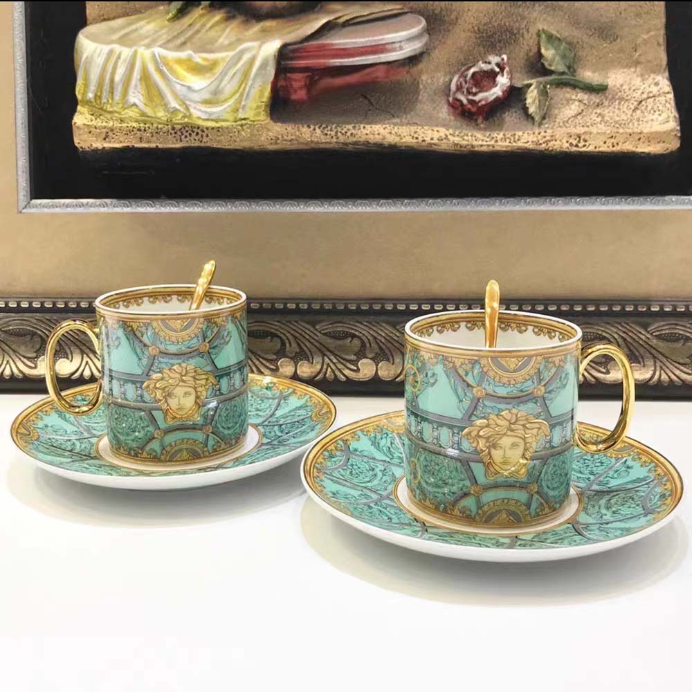 Versace Scala Del Palazzo Coffee Set showing cup handle and saucer edge