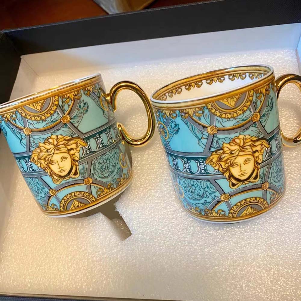 Versace Unisex Scala Del Palazzo Coffee Set Includes A Coffee Cup with Handle and A Matching Saucer-Blue - image 5