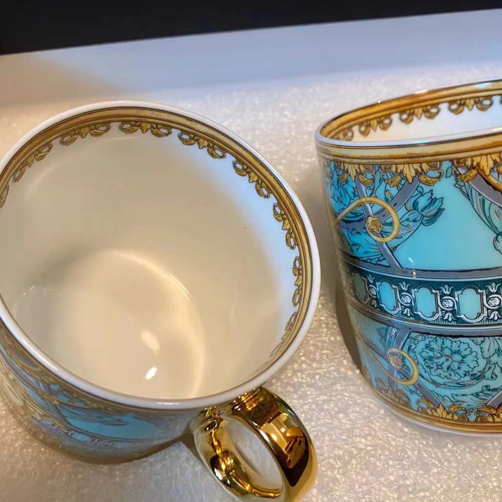 Versace Unisex Scala Del Palazzo Coffee Set Includes A Coffee Cup with Handle and A Matching Saucer-Blue - image 6