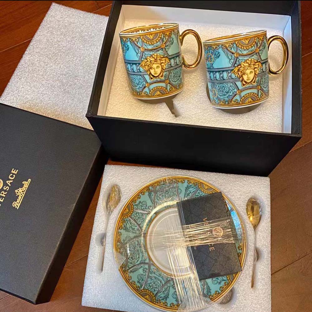 Versace Unisex Scala Del Palazzo Coffee Set Includes A Coffee Cup with Handle and A Matching Saucer-Blue - image 8