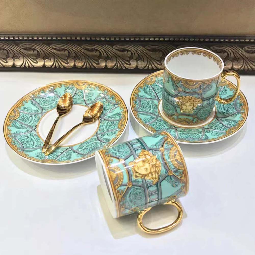 Versace Unisex Scala Del Palazzo Coffee Set Includes A Coffee Cup with Handle and A Matching Saucer-Blue - image 4