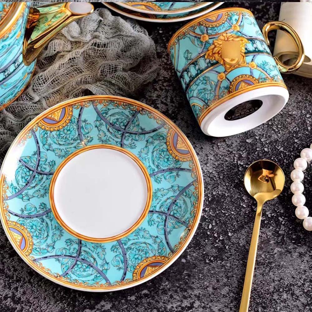 Versace Unisex Scala Del Palazzo Coffee Set Includes A Coffee Cup with Handle and A Matching Saucer-Blue - image 11