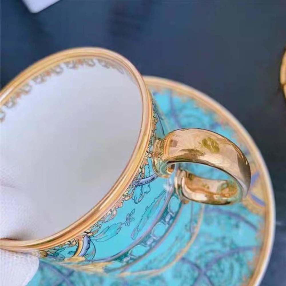 Versace Unisex Scala Del Palazzo Coffee Set Includes A Coffee Cup with Handle and A Matching Saucer-Blue - image 12