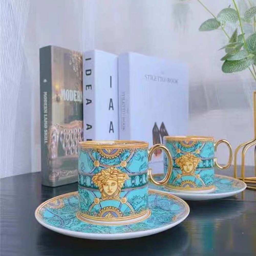 Versace Unisex Scala Del Palazzo Coffee Set Includes A Coffee Cup with Handle and A Matching Saucer-Blue - image 10