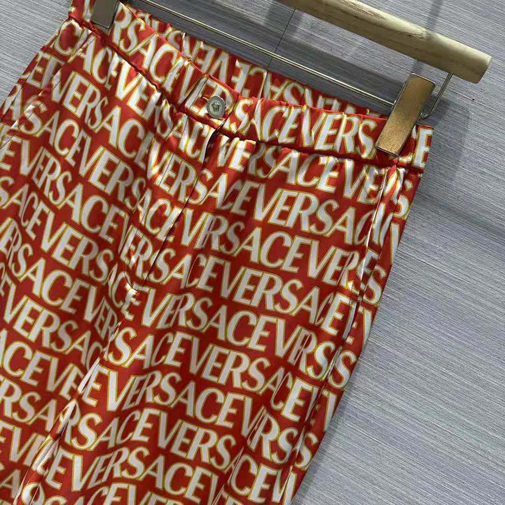 Versace Women Allover Silk Pants - image 5