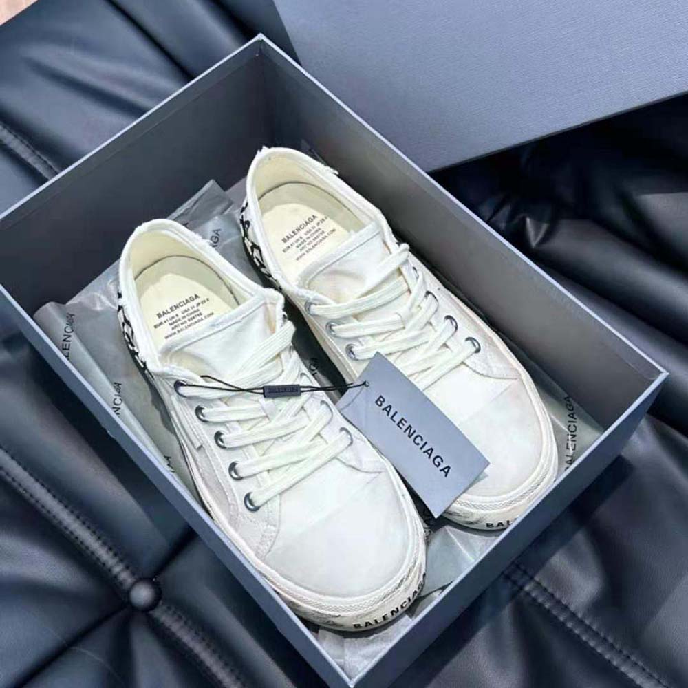 Top view showing lace-up closure on Balenciaga Paris Low Top Sneaker