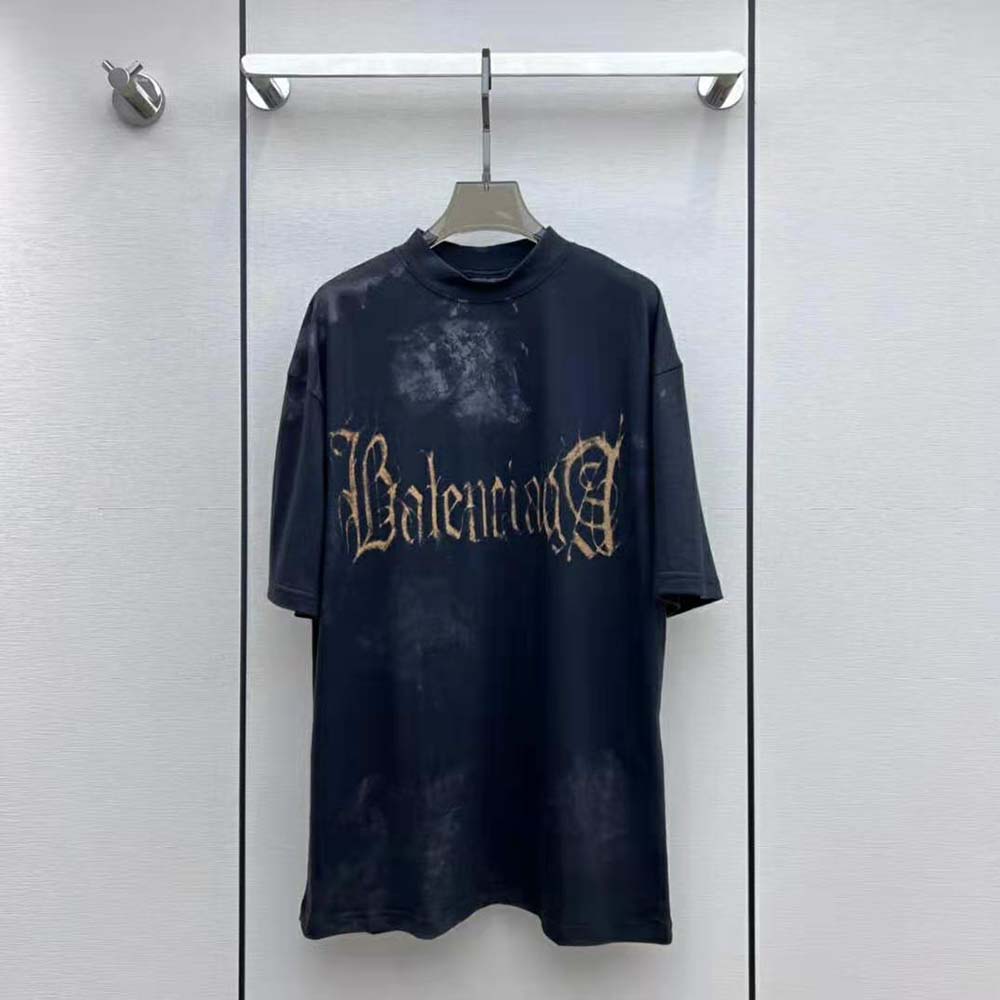 Side angle showing slim small fit silhouette of Balenciaga Heavy Metal Tight T-Shirt