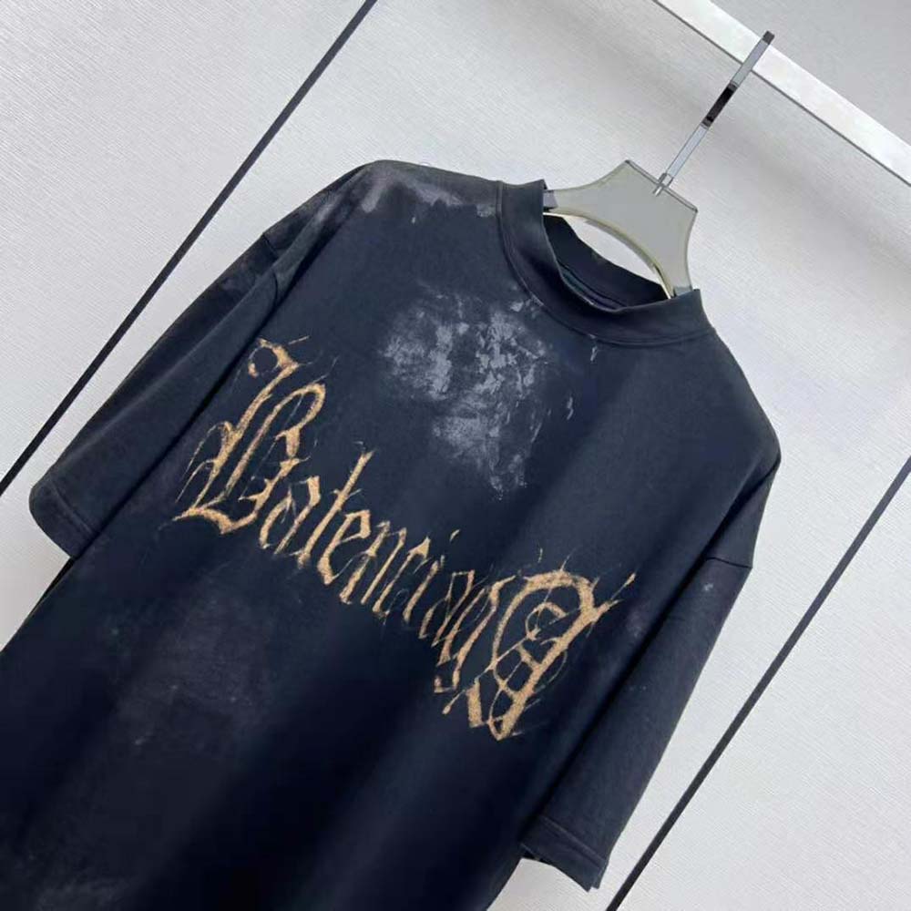 Balenciaga Women Heavy Metal Tight T-Shirt Small Fit in Black Faded - image 4