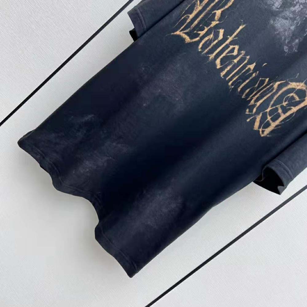 Balenciaga Women Heavy Metal Tight T-Shirt Small Fit in Black Faded - image 9