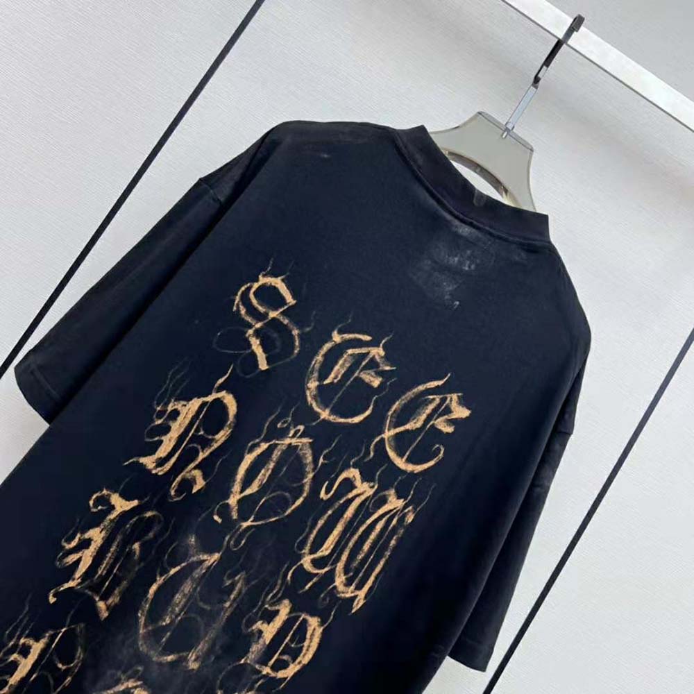 Balenciaga Women Heavy Metal Tight T-Shirt Small Fit in Black Faded - image 5