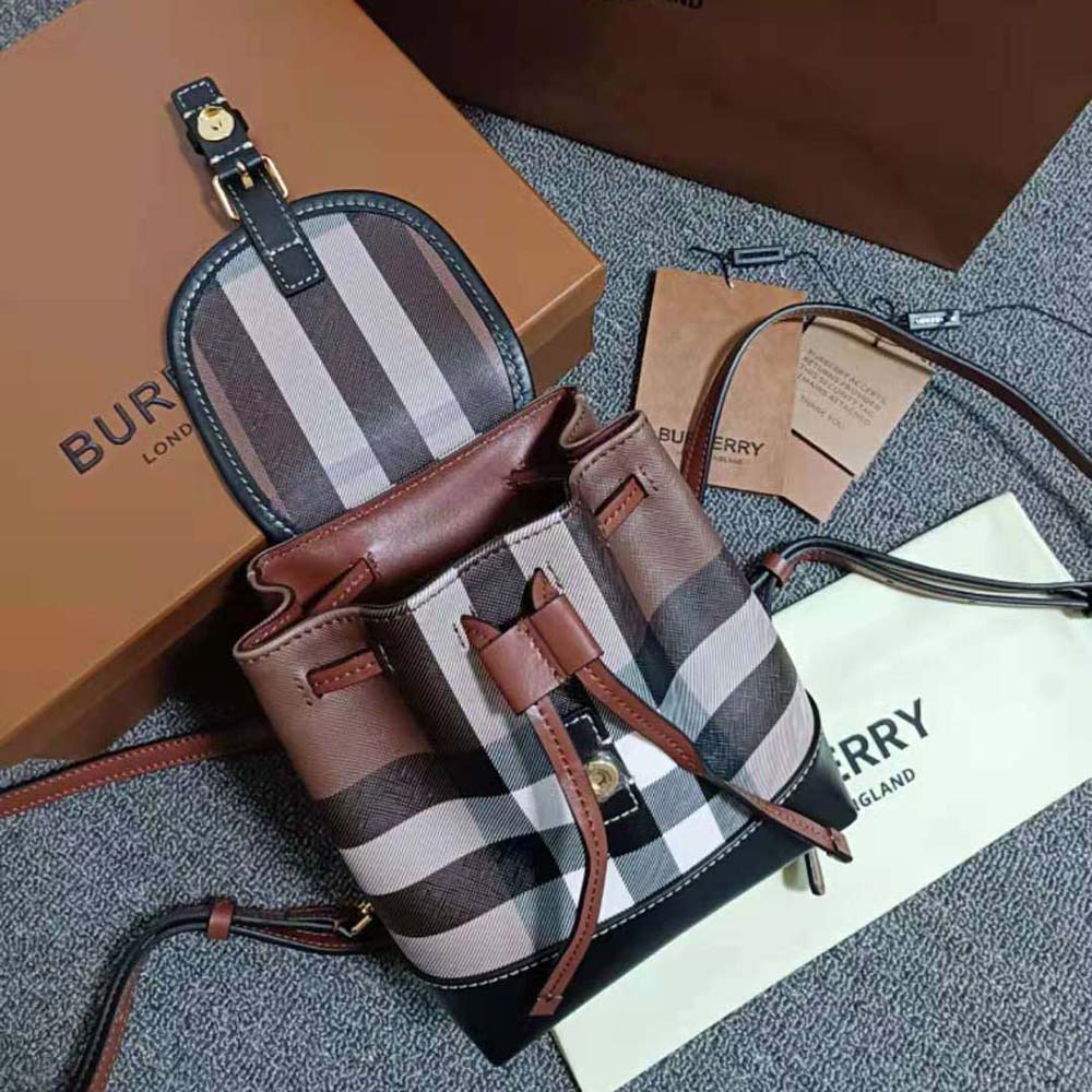Burberry Women Check Micro Backpack in Calf Leather - image 5