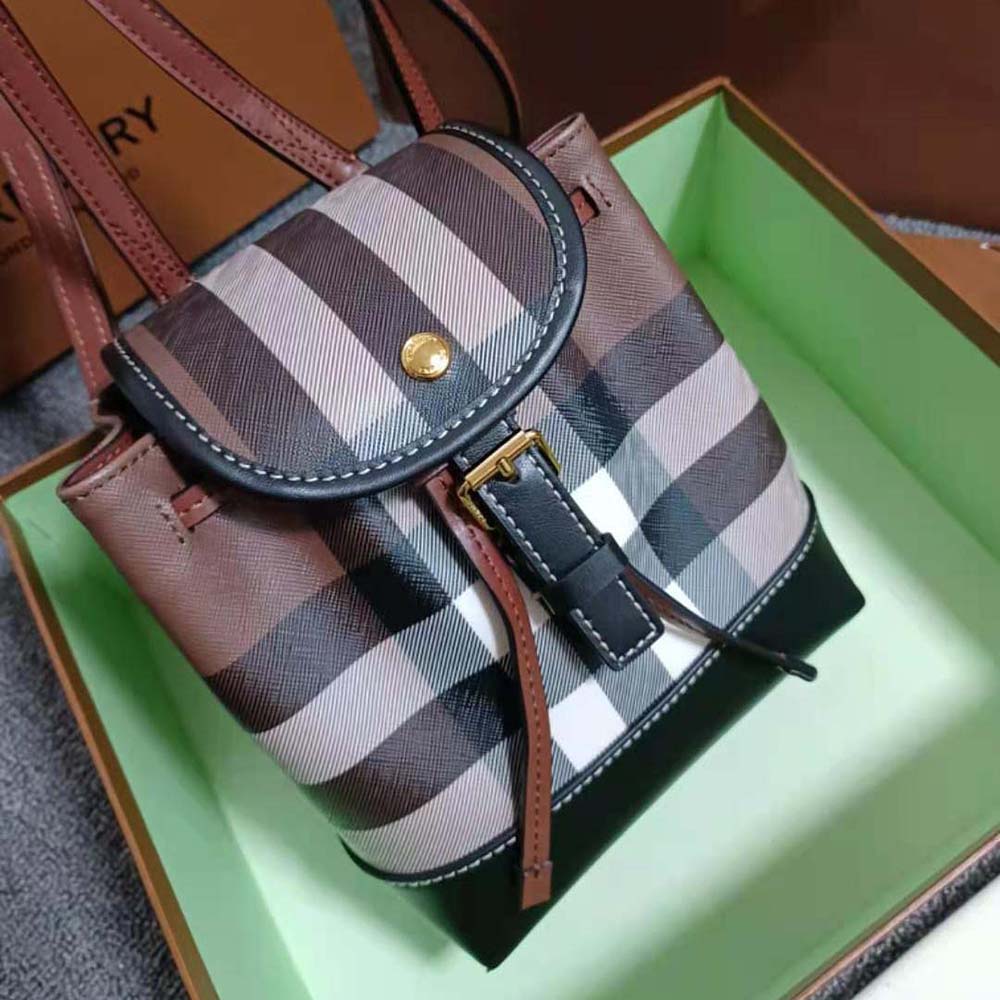 Burberry Women Check Micro Backpack in Calf Leather - image 4