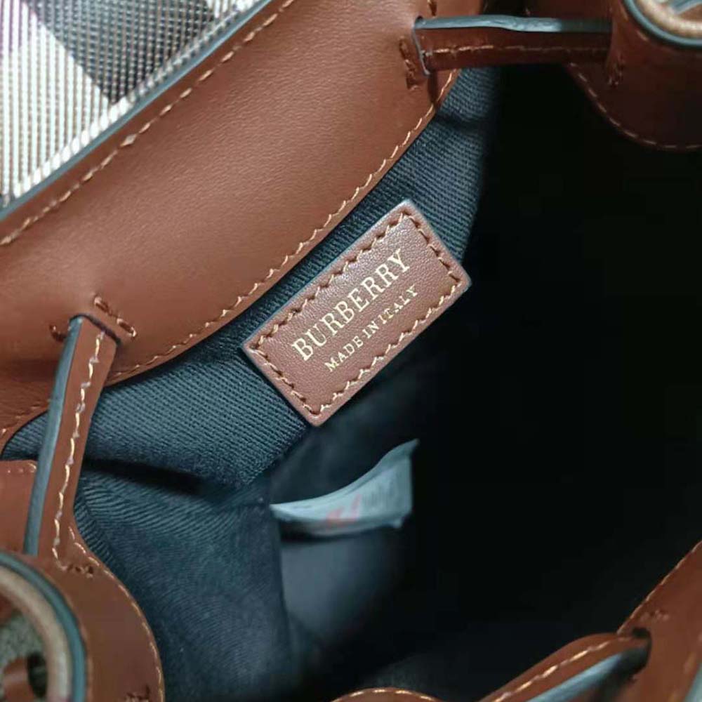 Burberry Women Check Micro Backpack in Calf Leather - image 9