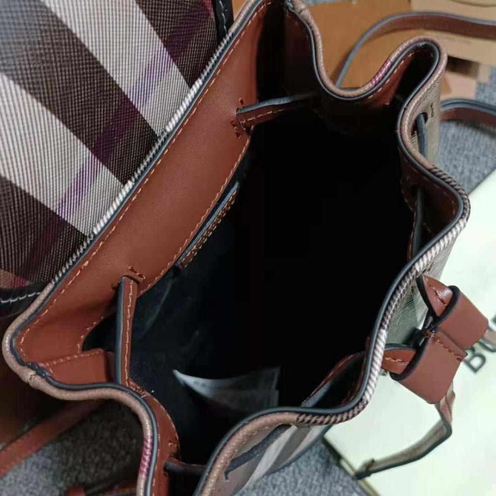 Burberry Women Check Micro Backpack in Calf Leather - image 8