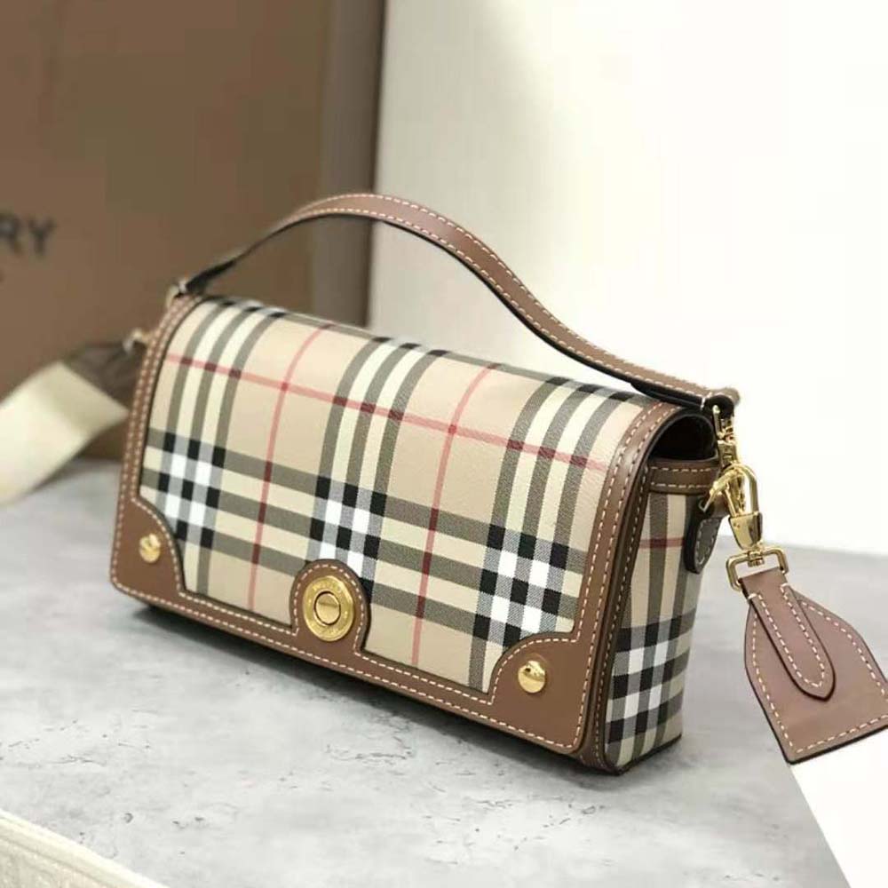 Burberry Women Top Handle Note Bag with Logo-engraved Studs-Brown - image 5
