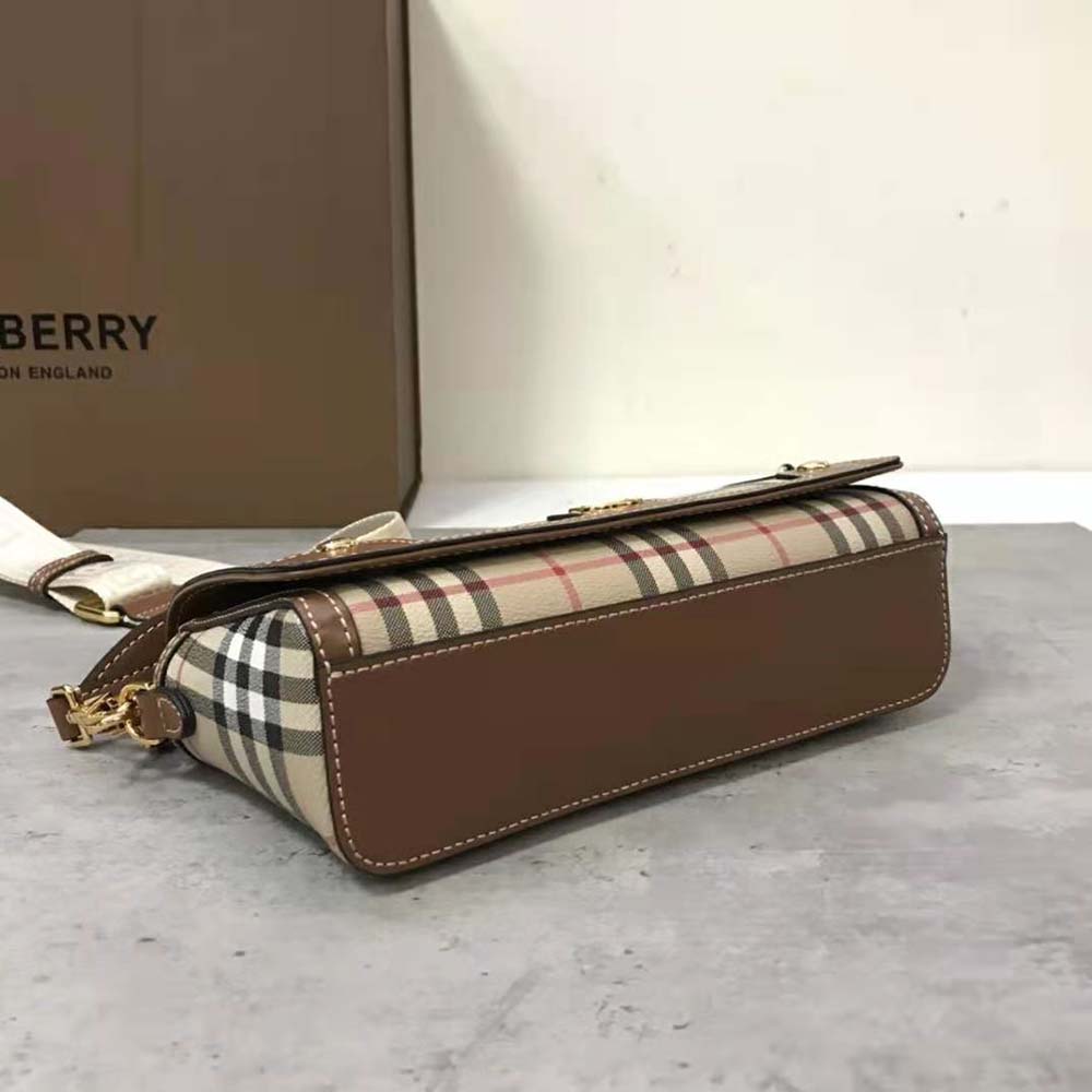 Burberry Women Top Handle Note Bag with Logo-engraved Studs-Brown - image 7