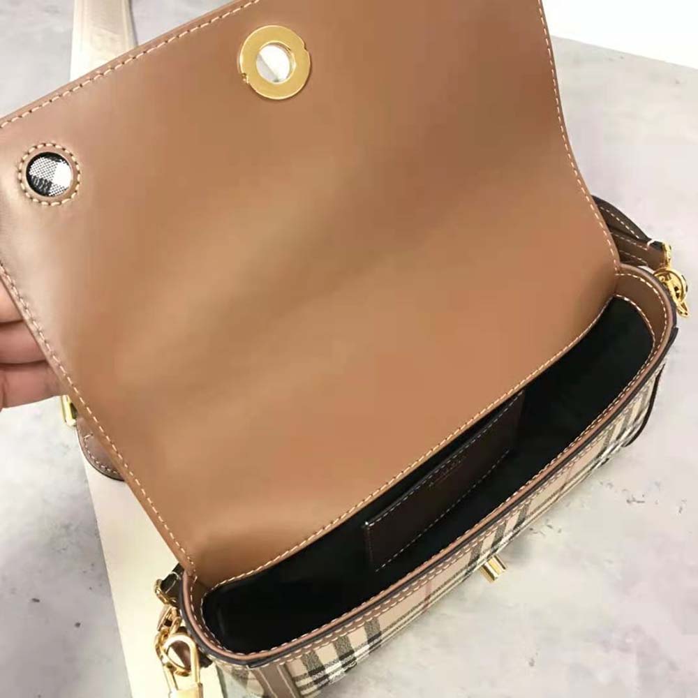 Burberry Women Top Handle Note Bag with Logo-engraved Studs-Brown - image 9