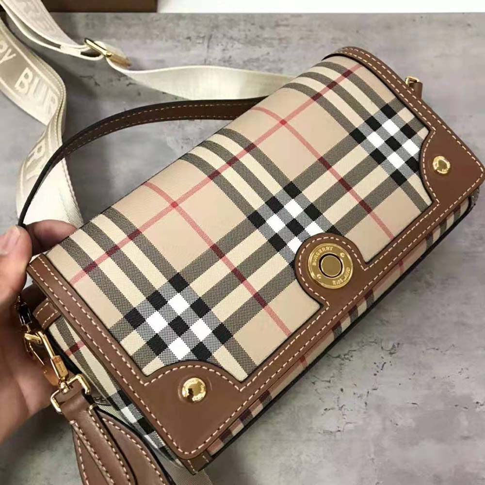 Burberry Women Top Handle Note Bag with Logo-engraved Studs-Brown - image 6