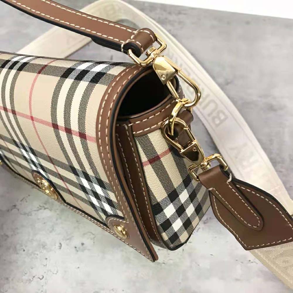 Burberry Women Top Handle Note Bag with Logo-engraved Studs-Brown - image 8