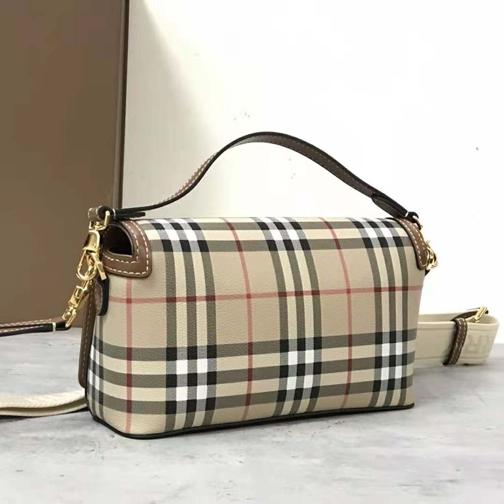 Burberry Women Top Handle Note Bag with Logo-engraved Studs-Brown - image 4