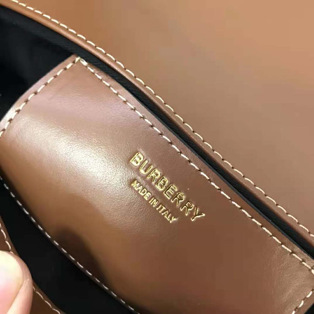 Burberry Women Top Handle Note Bag with Logo-engraved Studs-Brown - image 10