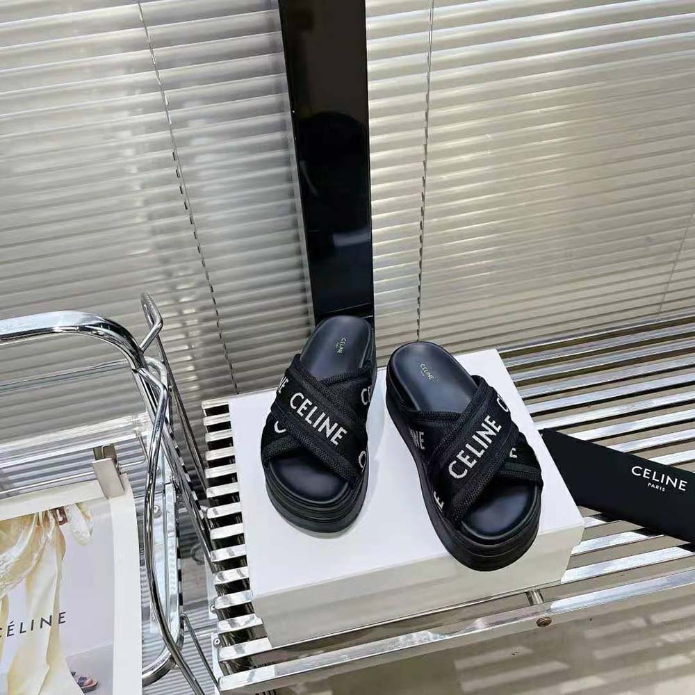 Celine Women Block Slide in Mesh & Textile with Celine Jacquard - image 4
