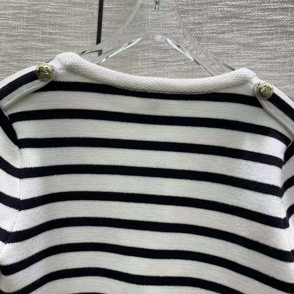 Celine Women Cropped Cardigan in Marinière Wool - image 9