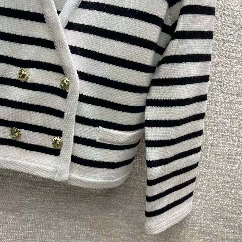 Celine Women Cropped Cardigan in Marinière Wool - image 8