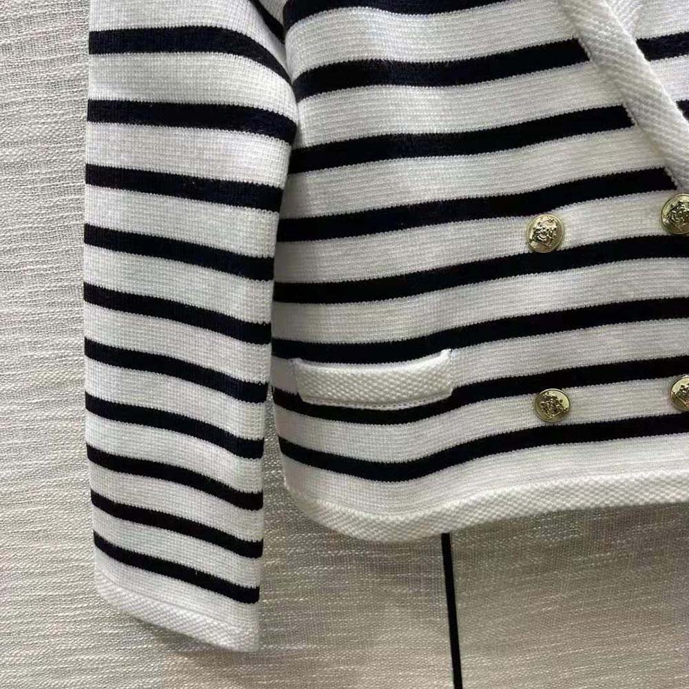 Celine Women Cropped Cardigan in Marinière Wool - image 7