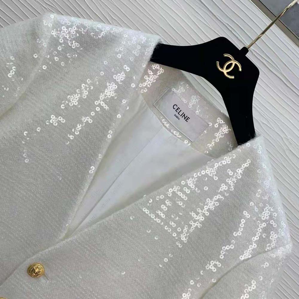 Celine Women Embroidered Cardigan Jacket in Bouclé Tweed - image 5